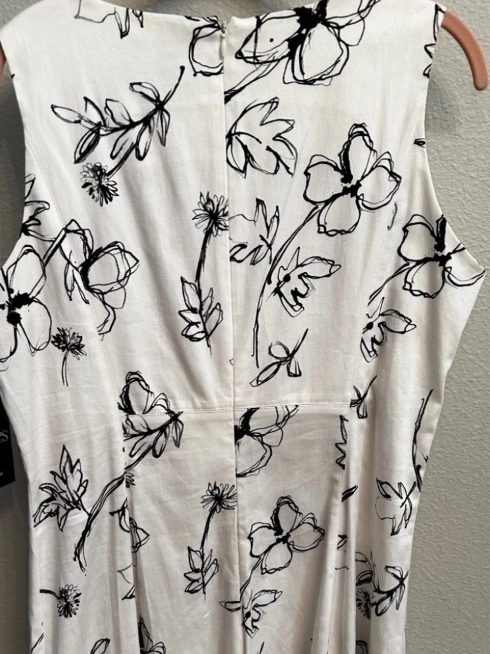 Chaps White & Black Floral Sleeveless Fit & Flare Dress - Picture 4 of 8